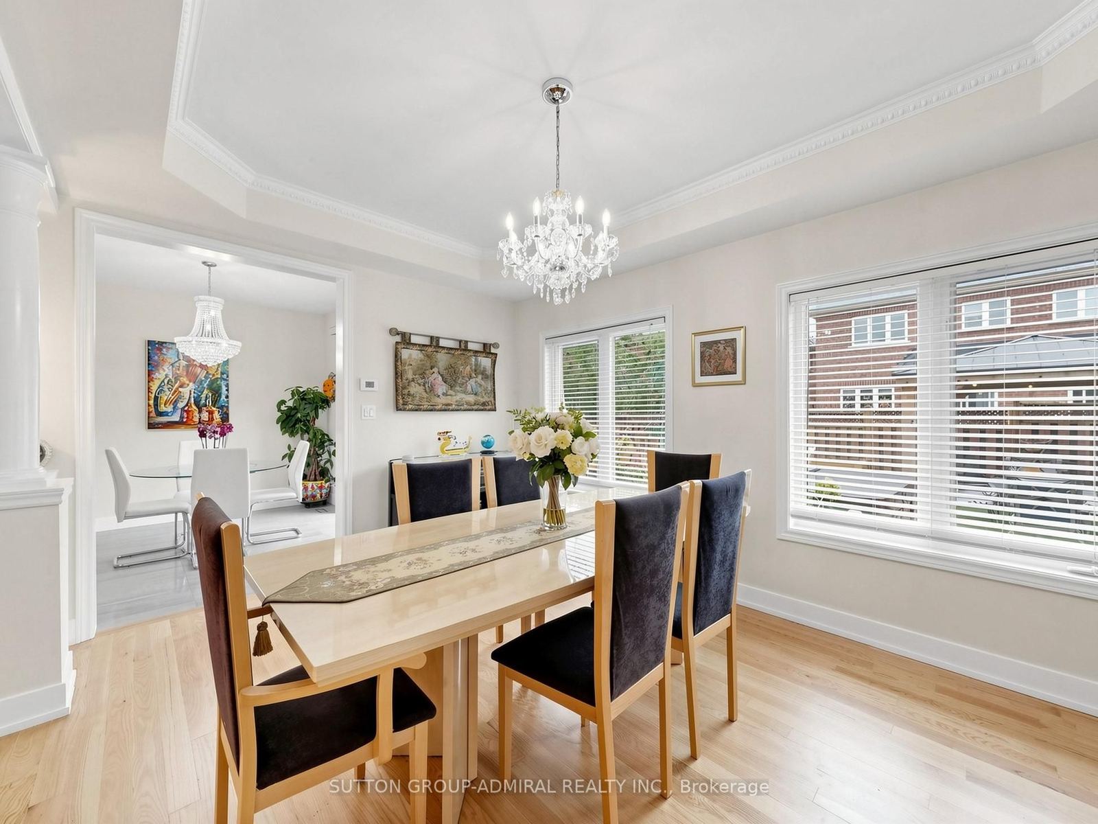 Formal dining room with tray ceiling
